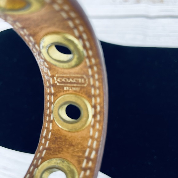 Coach  Leather Cuff Bracelet With Gold Grommets Made in Spain - Picture 2 of 12